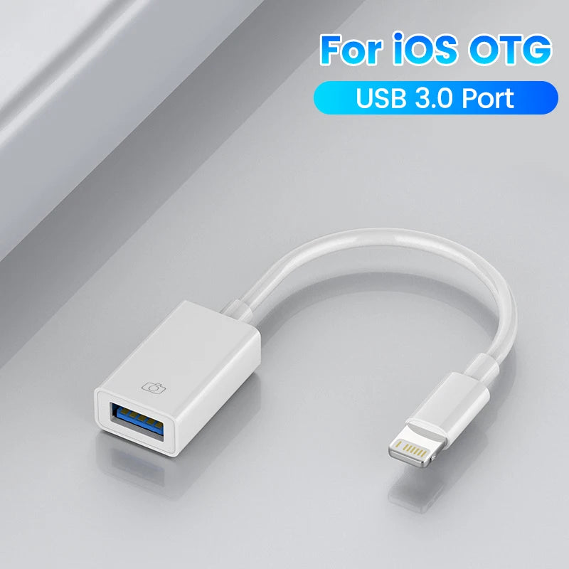 Elough OTG Adapter for iPhone 15 Lightning Male to USB 3.0 Adapter Data Transfer Fast Charging cable USB Adaptador for iPad