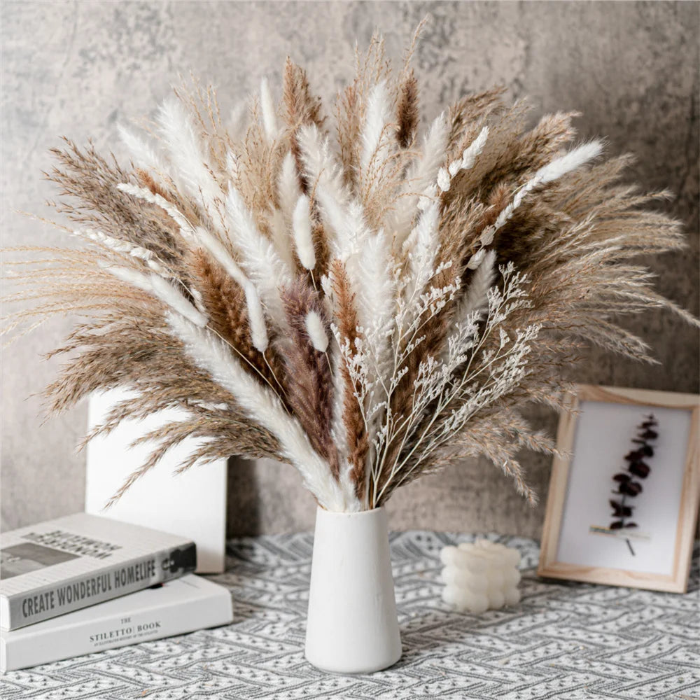 120Pcs Dried Pampas Grass Decor Flowers for Vase Pompas Grass Wedding Boho Decor,Natural Pampas Bouquet Garden Home Decoration