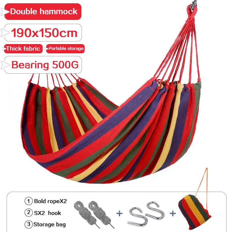 Camping Hammock Thickened Durable Fabric Canvas Single Hammocks Travel Swing Chair Hanging Bed Double Outdoor Hammock with Bag