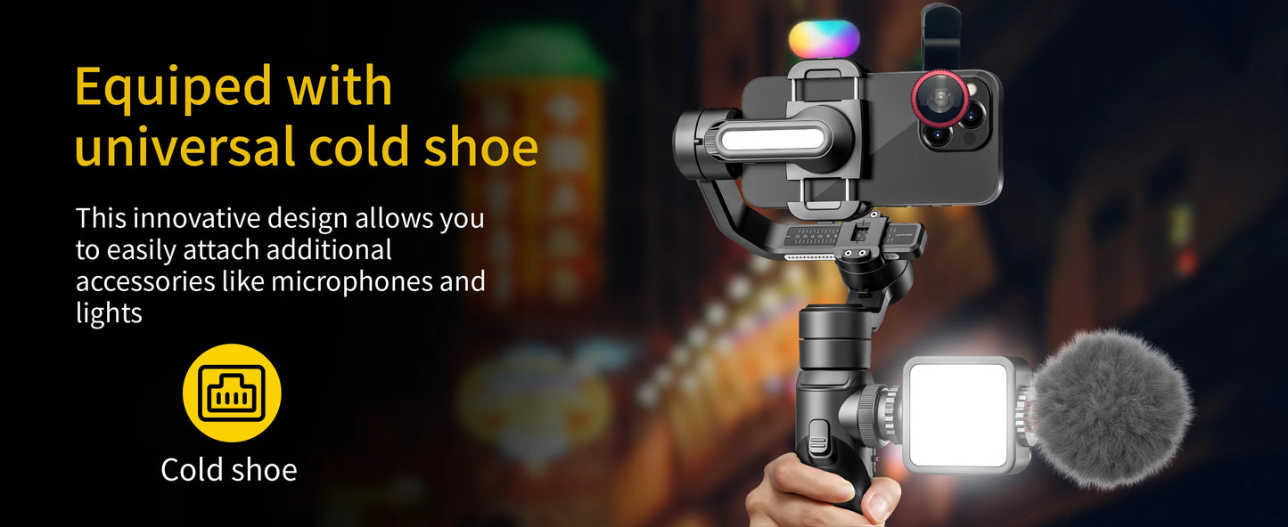 Aochuan Smart S2 Smart Gimbal Stabiliser for Smartphone Professional Industry-Standard 3-Axis Phone Gimbal with Extendable Rod