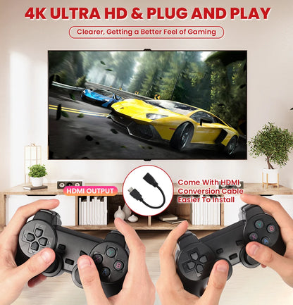 X2 Plus Game Stick 4K HD Video Game Console 2.4G Double Wireless Controller Game Stick For N64/PSP/PS1/GBA