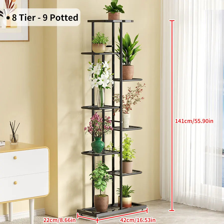 Cordlal Shining Stand For Flowers Iron 6/7/8Layers Plant Holder Storage Shelf Pot Rack Organizer Home Garden Decoration