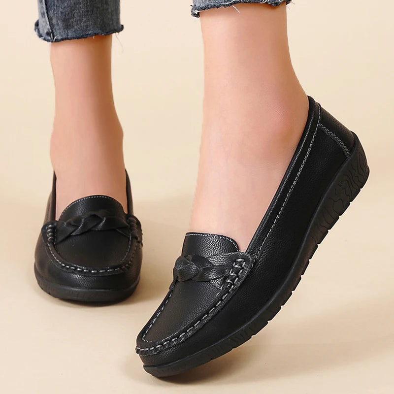 Women Flats Genuine Leather Fashion Tenis Flat Shoes Moccasins Women Shoes Slip On Women's Shoes Oxford Plus Size Zapatos Mujer