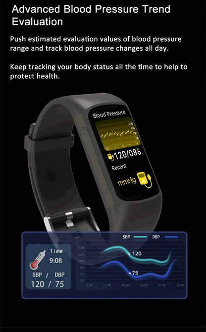 2024 New Medical Grade Smart Watch Blood Sugar Blood Lipid Uric Acid ECG+PPG Body Temperature Bluetooth Call Health Smartwatch