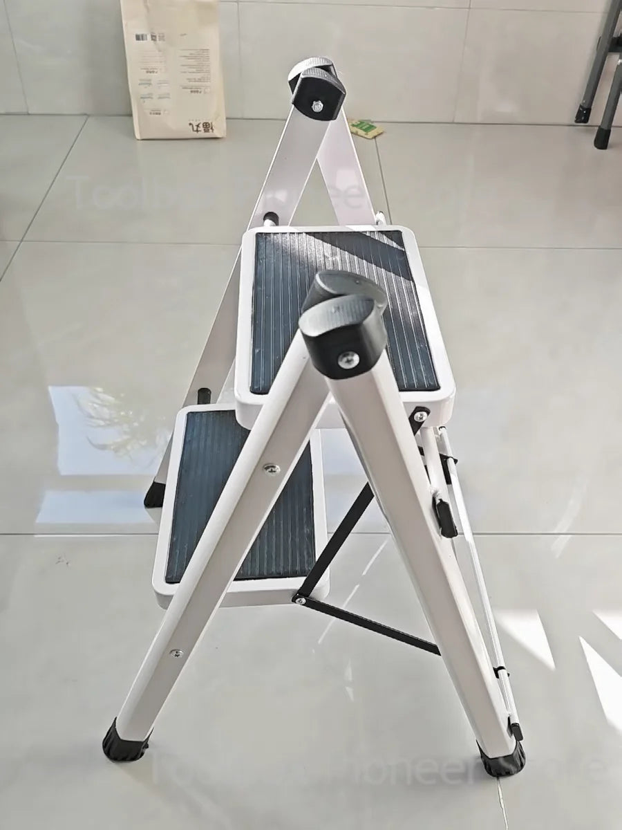 White Folding Ladder Chair Carbon Steel High Stools Strong Load-bearing Thickened Kitchen Step Ladder Stool