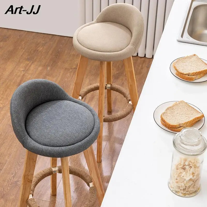 Solid Wood Bar Chair Nordic Rotatable High Foot stool Retro Pub Cafe Night Club High stool Modern Simple Backrest High Chair