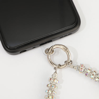 Women Cell Phone Sparkling Lanyard Pearls Beads Diamond Phone Straps with Tether Tab Phone Case Chain Hands-Free Wrist Strap