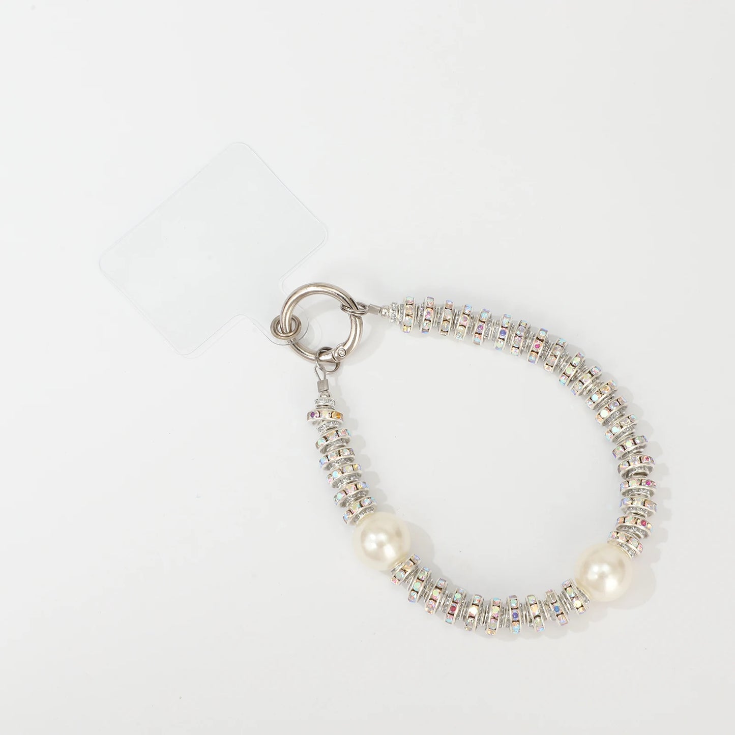 Women Cell Phone Sparkling Lanyard Pearls Beads Diamond Phone Straps with Tether Tab Phone Case Chain Hands-Free Wrist Strap