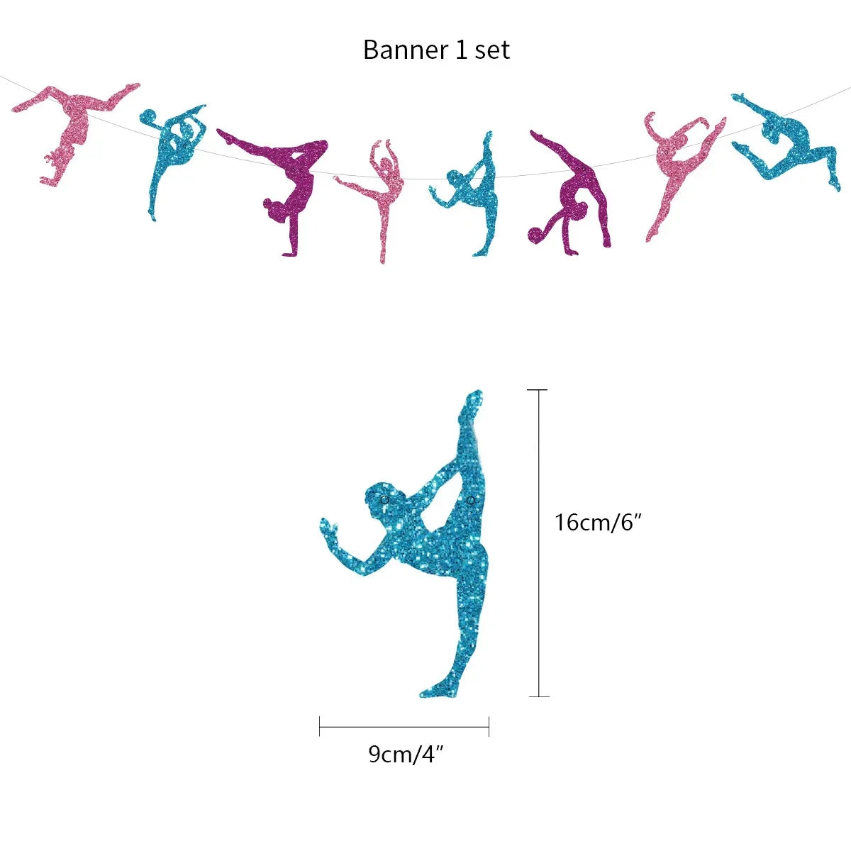 Sports Party Scenes Decor Gymnastics Theme Birthday Party Decoration Balloons Happy Birthday Banner Cake Topper Set Girl