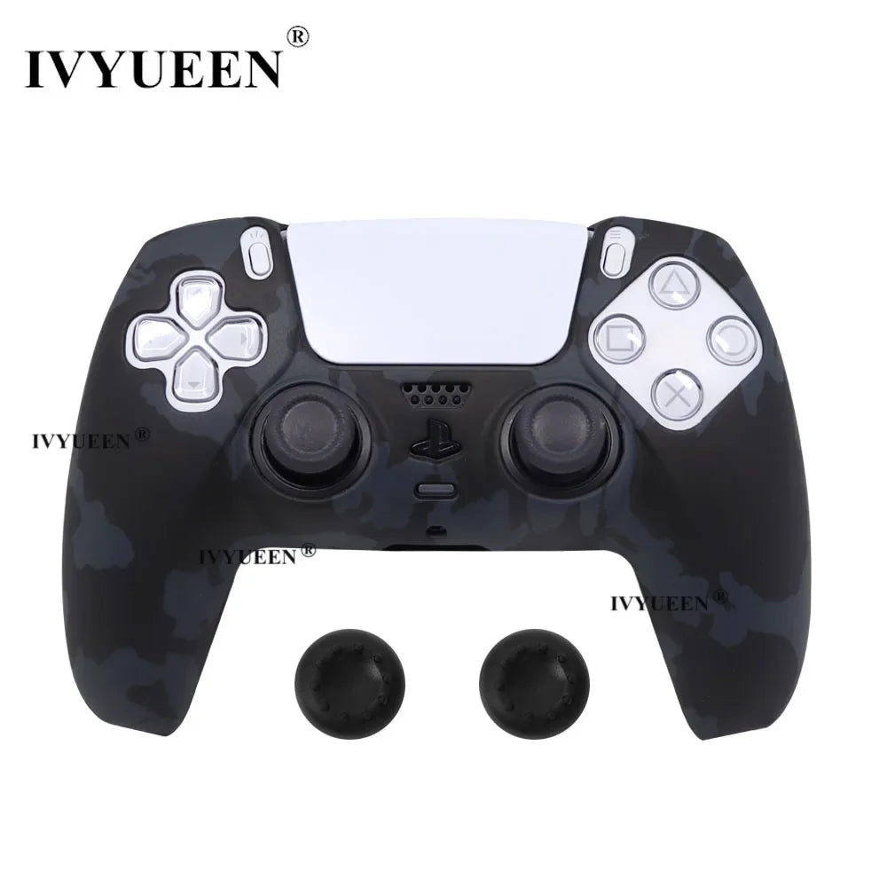 Water Transfer Printing Protective Silicone Case for Sony Playstation 5 PS5 Controller Rubber Cover Joysticks Thumb Grips Caps