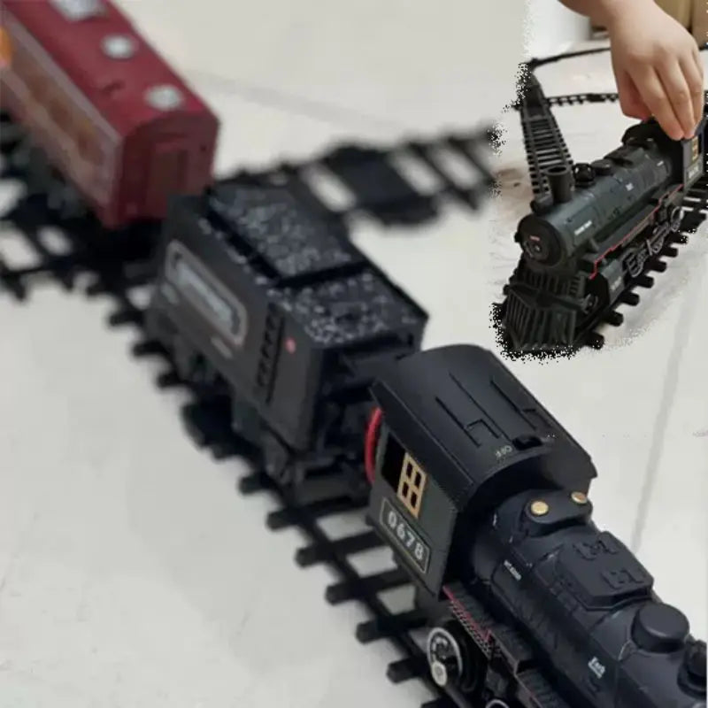 Classical Battery Operate Electric Railway Train Steam Locomotive Set Adding Water to Smoke Train Toys with Light&Sound   ﻿