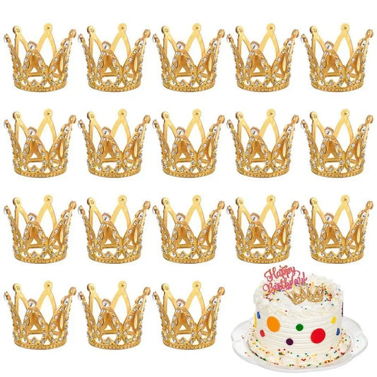 10 Pcs Tiny Baby Small Rhinestone Tiara Crown Gold Mini Crown Cake Topper For Flower Arrangements Shower Birthday Wedding Decor