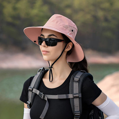 Xinbaoguan 100% Polyester 9002 Summer Outdoor Sun Hat, Breathable Sun Hat, Folding Sun Hat, Female Ponytail Hole Fisherman Hat