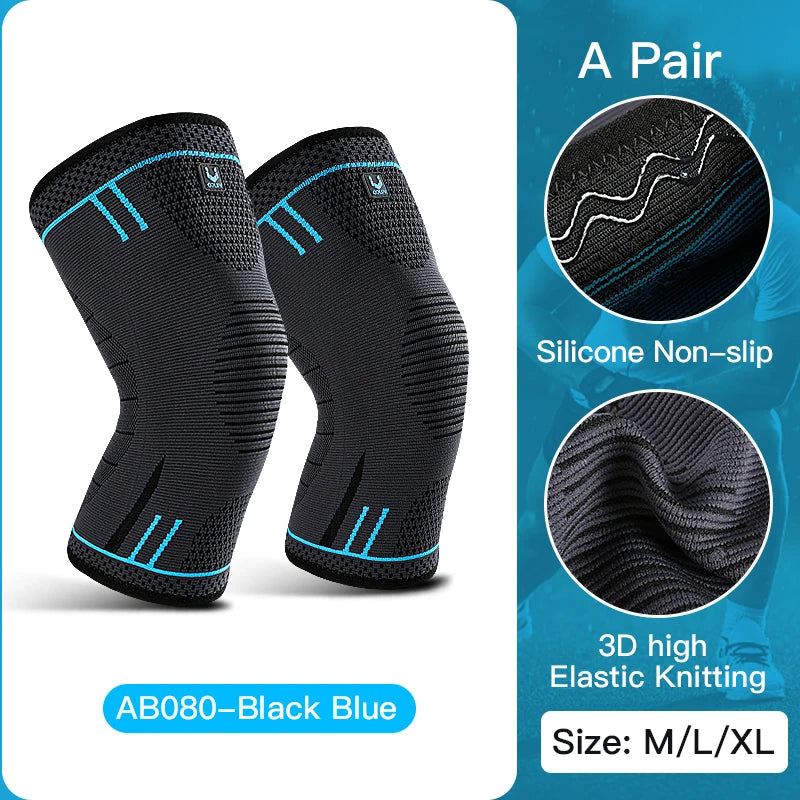 1 Pcs Compression Knee Support Sleeve Elastic Breathable Knee Pads Brace Springs Gym Sports Protector Basketball Volleyball Run