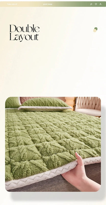 Winter soft mattress toppers student dormitory lamb velvet bed sheet single double bedspread thin tatami mat pad bed linens