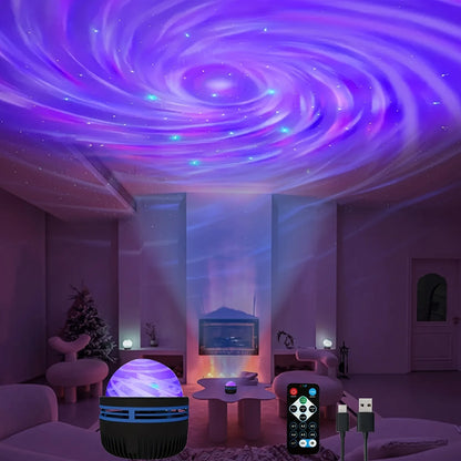 Starry Sky Galaxy Lamp Projector LED Night Light Remote Control Sound Active 5V USB Charging 7 Modes for Kids Room  Party Decor