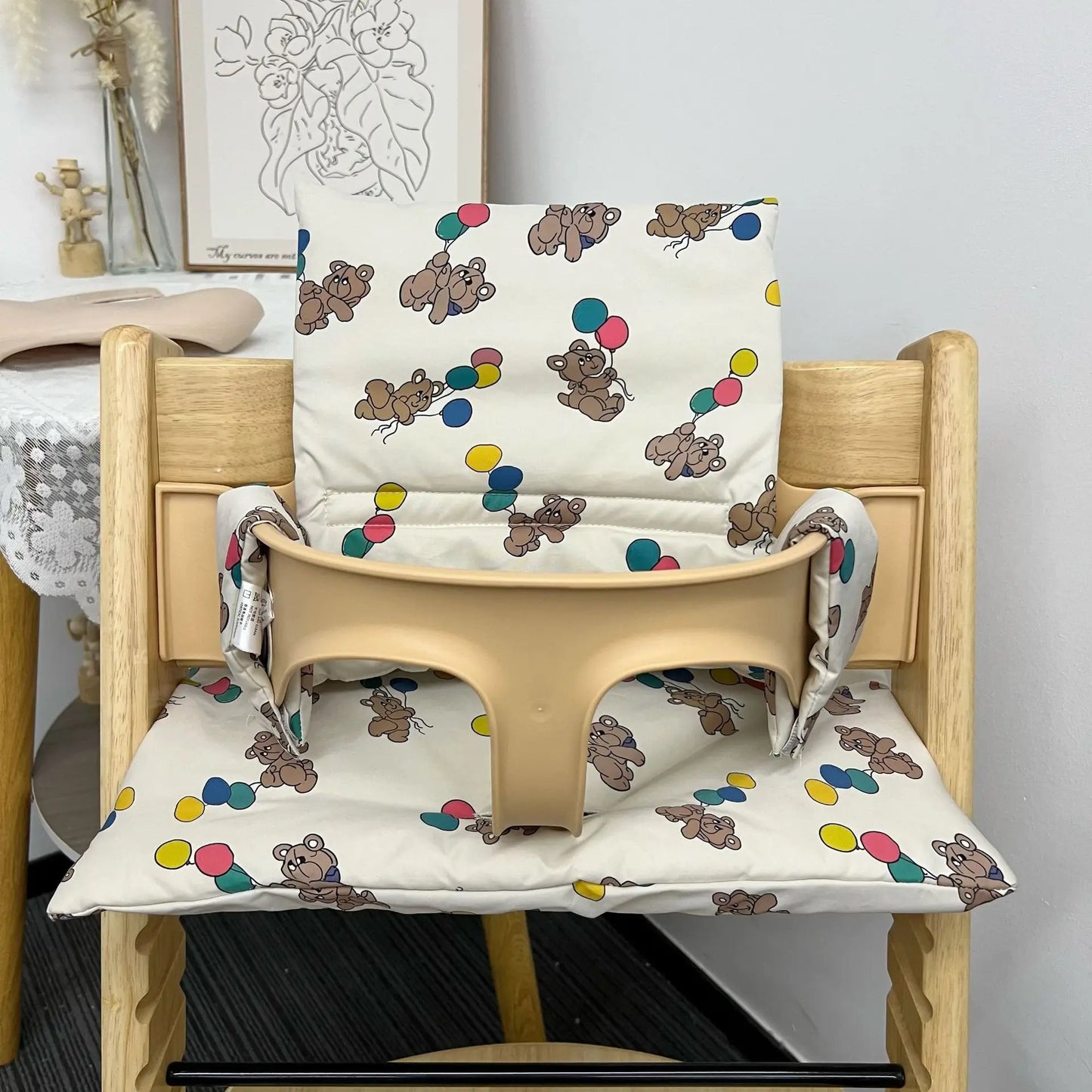 Cartoon Baby High Chair Cushion Bear Tiger Baby Back Cushion Chair Cushion Dining Chair Accessories Eating Cushion