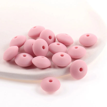 QHBC 100pcs 12*7mm Silicone Lentil Beads Babies Teether Accessories BPA Free Newborn Items Teething Necklace Pacifier Chain DIY