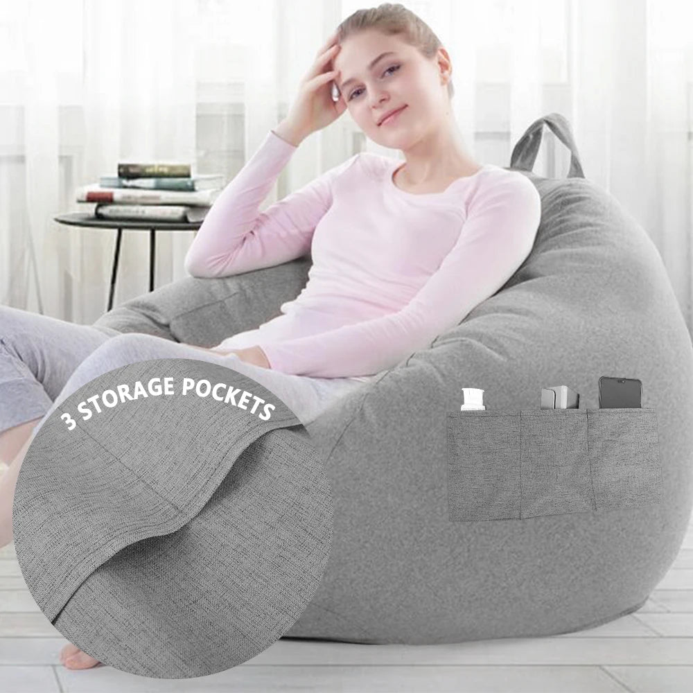 Large Bean Bag Lazy Seat Chair Sofa Cover Couch Soft Fluffy Breathable Adult Child Tatami No padding is included