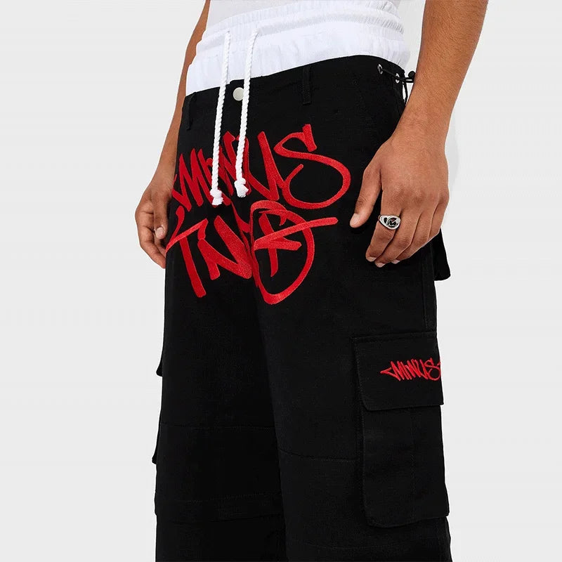 Minus Two Y2K Fashion street Pant Black Multiple pockets Cargo Pants Men Women High Waist Straight Joggers Baggy Sports Trousers