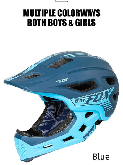 BATFOX bicycle helmet for children Full Face Motocross helmet MTB Detachable Mountain Bike Helmet child Moto cross helmet