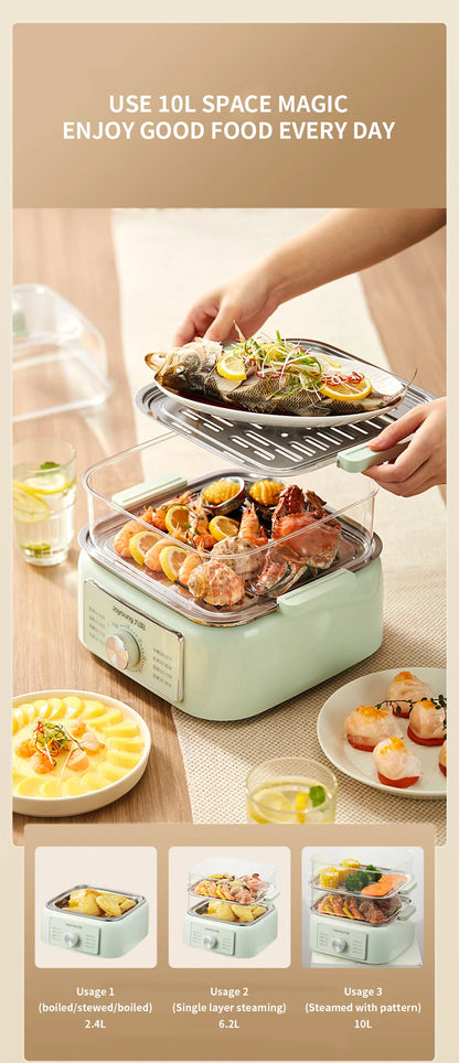 Joyoung electric steamer multifunctional household capacity multi-layer steamer box steamer breakfast machine