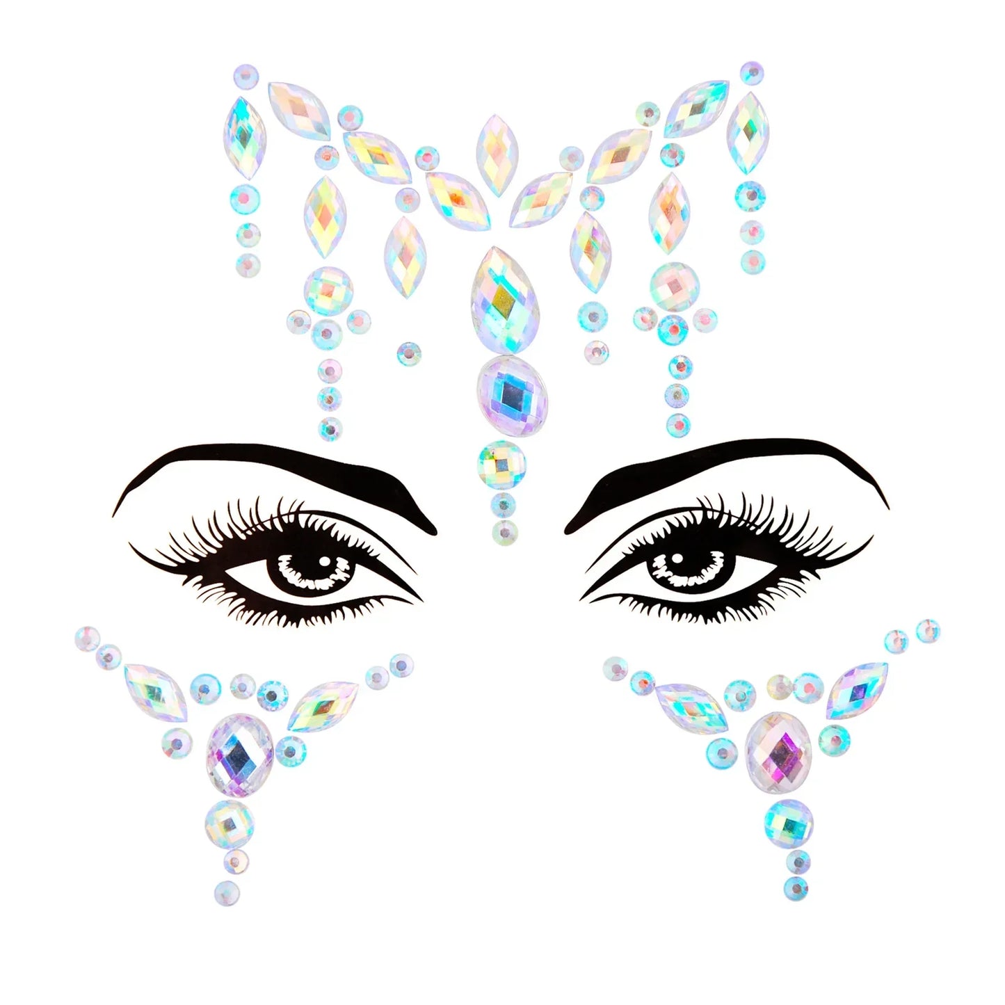 Sexy Face Tattoo Stickers Glitter Fake Tattoos Rhinestones for Woman Temporary Tattoos Party DIY Kids Holiday Face Jewels Tattoo