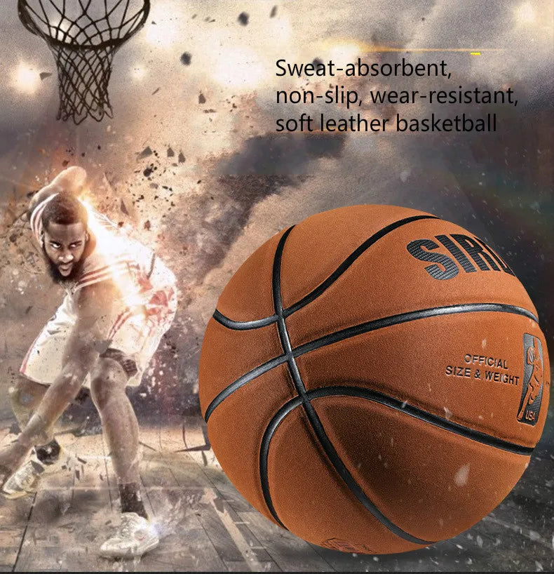 Soft Ultrafine Fiber Suede Basketball No.7 Wear-resistant Ball Anti Slip Anti Slip  Indoor and Outdoor Specialized Basketball