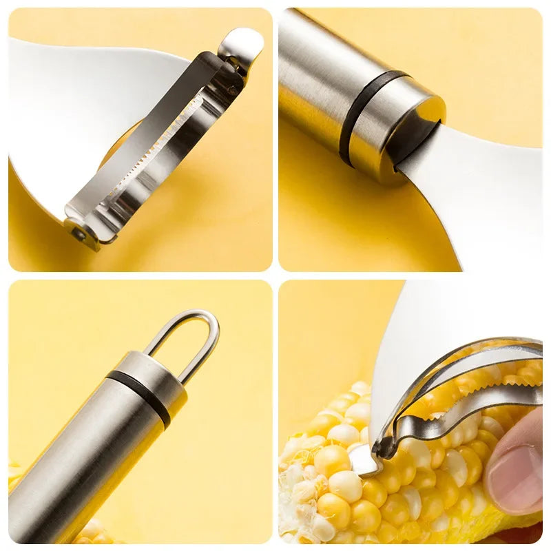 Stainless Steel Corn Peeler Serrated Corn Stripper Peelers Cob Shaver Planer Thresher Cutter Kitchen Fruit Vegetable Gadget Tool