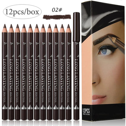 6/12Pcs Waterproof Eye Brow Pencil Professional Women Eye Makeup Pen Easy Color Beauty Cosmetic Beginner Practice Eyebrow Tools