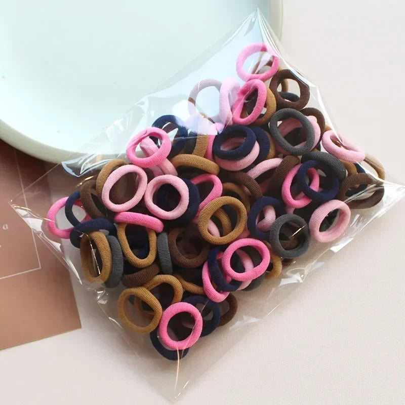 Women Girls Colorful Nylon Elastic Hair Bands Ponytail Hold Small Hair Tie Rubber Bands Scrunchie Fashion Kids Hair Accessories