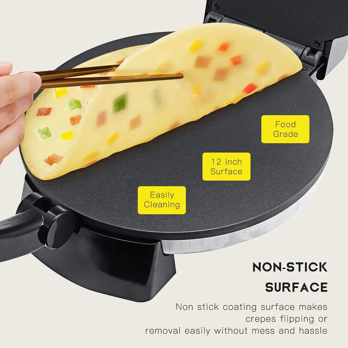 Houselin Crepe Maker, NonStick Dipping Plate plus Electric Base, Homemade Holiday Morning Breakfast or Dessert Treat Maker