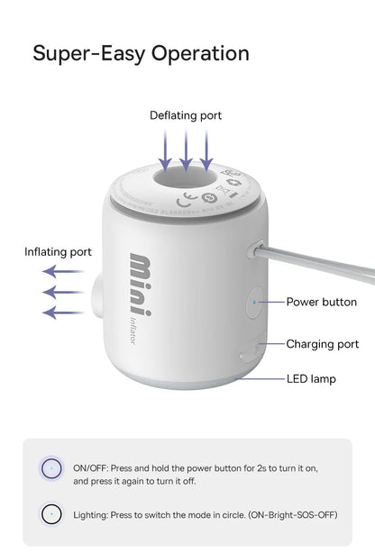 Baseus Air Pump Wireless Air Compressor Camping Inflatable Deflate Beds Mats Swimming Ring Mini Portable Outdoor Inflator Pump