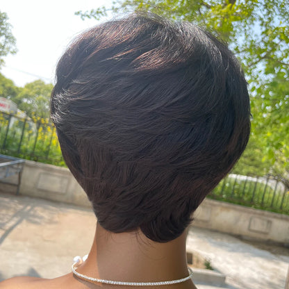 Short Pixie Cut Wig Human Hair For Black Women Machine Made Wigs With Bangs Short Wig Human Hair Wigs