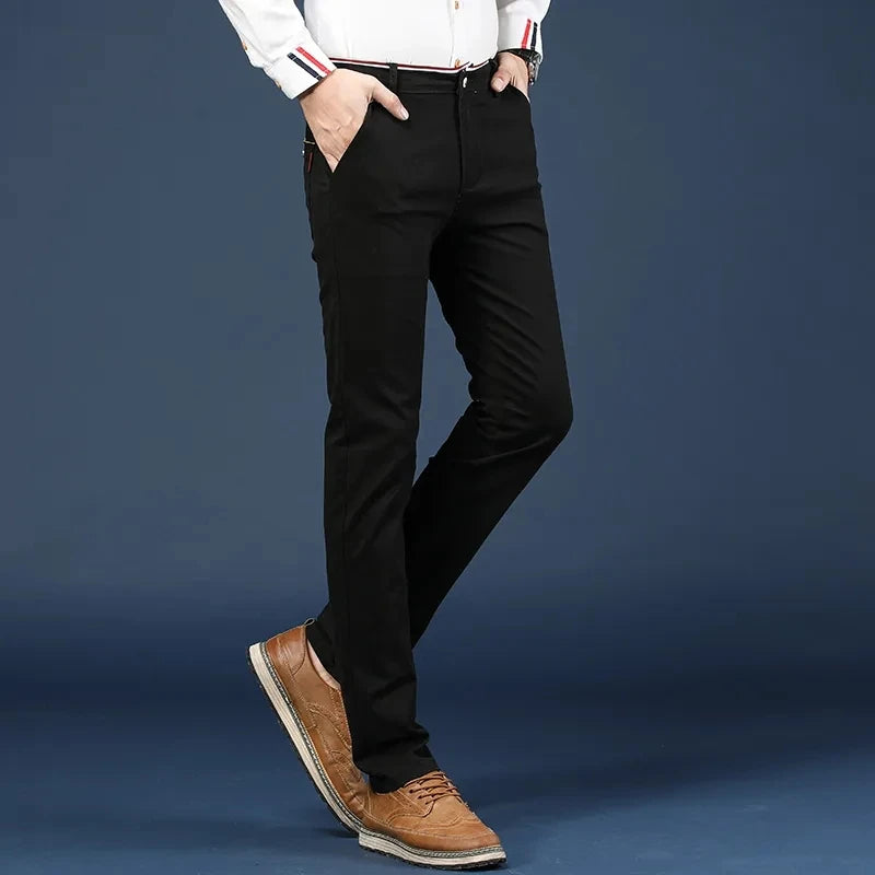 6 Colors Fashion Mens Slim Fit Casual Pants Korea Style Business Work Trousers All-match Mens Midwaist Straight Casual Pants