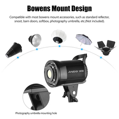 Andoer LM135Bi LED Fill Light 135W Studio Video Light 3000K-5600K Bowens Mount for Product Portrait Wedding Live Streaming