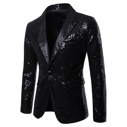 Men's Suit Jacket Little Round Sequins Sparkling Men's Blazer Wedding Dinner Band Stage Street Performance Nightclub Men's Suit