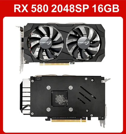 USED Kinology AMD RX 580 8G 16GB 2048SP Gaming Graphics Card GDDR5 256Bit PCI Express 3.0 ×16 Radeon GPU RX580 Series