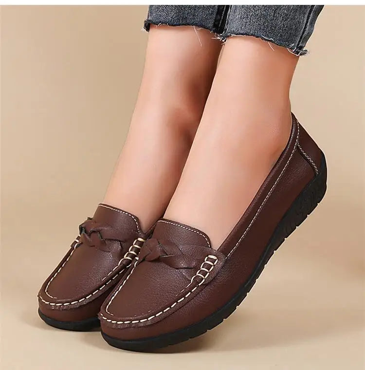 Women Flats Genuine Leather Fashion Tenis Flat Shoes Moccasins Women Shoes Slip On Women's Shoes Oxford Plus Size Zapatos Mujer