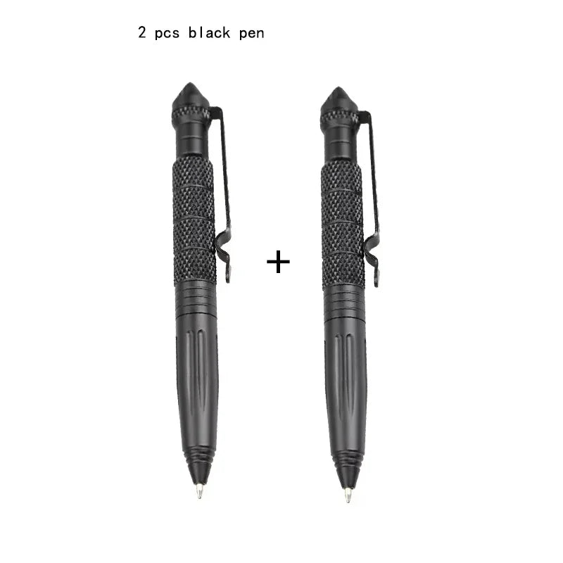 2 PCS Portable Tactical Pen Self Defense Pen Aviation Aluminum Emergency Glass Breaker Pen Security Protection Survival EDC