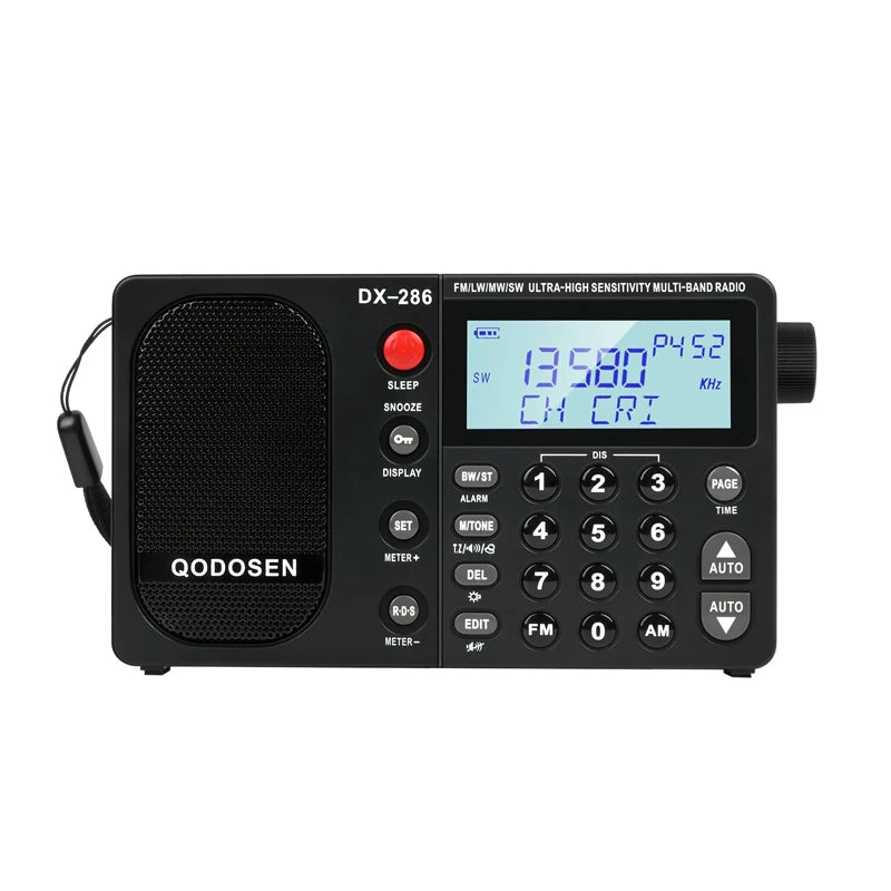 QODOSEN DX-286 Portable Radio AM/FM/LW/SW Digital World Full Band Radio with tef6686 Car Chip