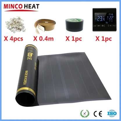 50cmX4m 2m2 Infrared Graphene PTC Heating Film Warm Floor Mat With WiFi Thermostat Temperature Controller