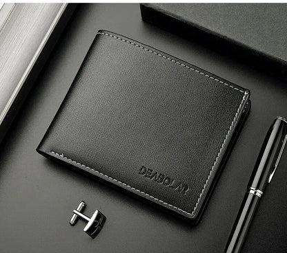 Pu Leather Men Short Wallet Thin Style Folding Young Men Credit Card Holder Wallet