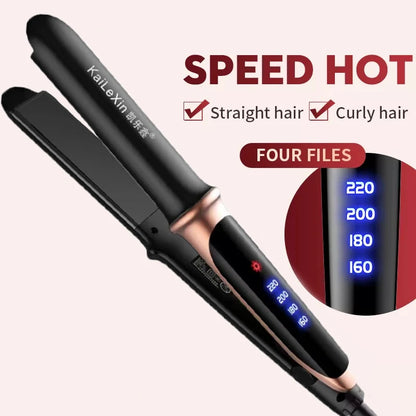 4 Gears Adjustable Temperature 2in1 Professional Flat Iron Hair Straightener Fast Warm-up Styling Tool For Wet or Dry Hair