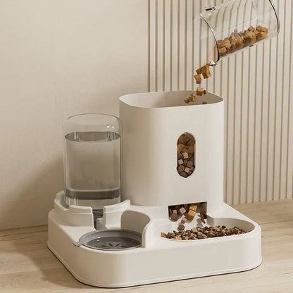 Automatic feeder cat dog food bowl with water fountain pet large capacity Prevent overturning Cat's water fountain accessories