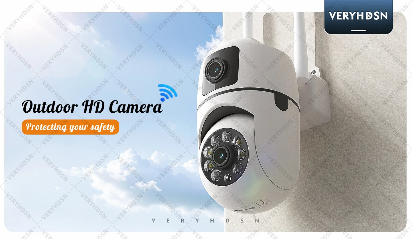 8MP Dual Lens IP Camera Outdoor Wifi Surveillance Camera PTZ Dual Screen AI Auto Tracking Security Protection Video Waterproof