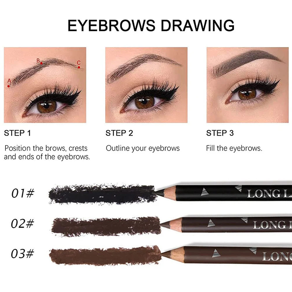 6/12Pcs Waterproof Eye Brow Pencil Professional Women Eye Makeup Pen Easy Color Beauty Cosmetic Beginner Practice Eyebrow Tools