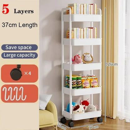 Hot Household Multi-layer Small Cart Storage Rack Floor To Floor Kitchen Bedroom Bathroom Storage Rack Storage Rack With Wheels