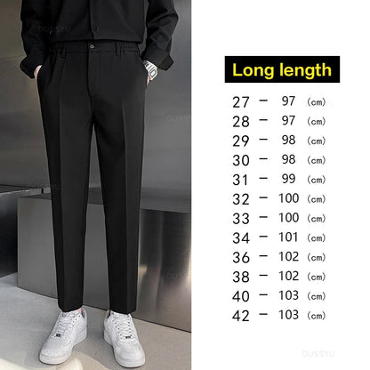 Spring Summer Suit Pants Men Stretch Business Elastic Waist Slim Ankle Length Pant Korean Trousers Male Large Size 40 42