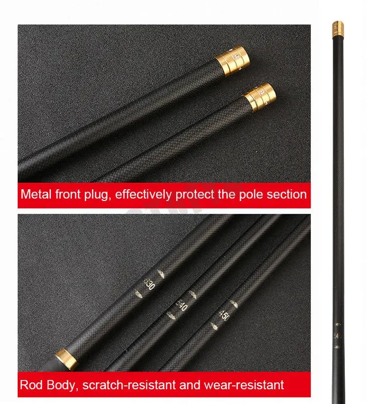 Telescopic Stream Rod 4.5M/5.4M/6.3M/7.2M/8M/9M/10M Carbon Reservoir Pond Fishing Rod Super Light Hard Fiber Hand Fishing Pole